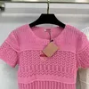 Designer Fashion Limited Edition Top Emelcodery Woven Skein пустую букву футболка футболка Ladies Label Sweet Style Стильный верхний топ