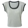 T-shirts pour femmes couleur Beige t-shirts tricotés été tissu mince strechy t-shirts hauts pour vêtements de dame