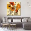 Flowers Canvas Art Pumpkin Poppies Ii Handcrafted Abstract Painting Modern Decor for Office