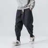 Herrenhose Hip Hop Baumwolle Solide elastische Taille Straßenanzug Jogger Pocket Drop Crotch Casual 230718