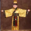 child chinese traditional hanfu dress men boys emperor king Stage red Clothing children costumes tang suit kids robe hat sets200K