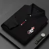 Herenpolo's Poloshirt 100% puur katoen geborduurd herenpolo met lange mouwen Effen kleur revers Business casual 230718