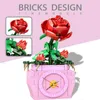 Blocos faça você mesmo planta bonsai flor bloco de construção simulação módulo de relógio rosa orquídea cacto modelo em vaso montagem tijolos brinquedos infantis r230718