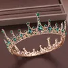 Tiara di strass di cristallo verde e corona de Noiva Sposa rotonda Regina Diadema copricapo Accessori per gioielli da sposa per capelli da sposa LB Y2251M