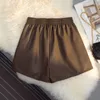 Shorts Feminino Coreano Cintura Alta Fino Linha A Perna Larga Casual Solto Roupas Femininas de Couro Plástico Combinando Verão T410