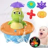 Sand Play Water Fun Fountain alligator baby bath toy baby spray water sprayer lights up electric automatic floating rotary bathtub toy 230719