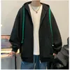 Felpe con cappuccio da uomo autunno scozzese tinta unita maglione cardigan coreano allentato giacca con cappuccio casual con cerniera a maniche lunghe Harajuku