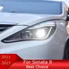 System oświetlenia Światła samochodowe dla sonaty 8 2010-2023 Auto Auto Reflight Upgrade Bifocal soczewki ksenonowe Dynamiczne narzędzie lampy sygnałowej