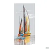 Gemälde Boot Meer Poster Ölgemälde auf Leinwand Drucke Landschaft Colorf Wandbilder für Wohnzimmer Home Decor Poster und Drop D Dhyzk