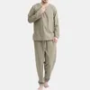 Pijamas masculinos simples casuais roupas de dormir calças compridas soltas pijamas elásticos para quarto