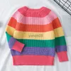 Pullover Kids Sweaters Winter Children's Sweater Rainbow Randiga Girls and Boys Kint Sweaters Autumn Baby Warm Ulltoppar Kidskläder HKD230719