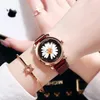 Relógios de pulso Relógios femininos de luxo Pequenos margaridas Ímã Fivela Simplicidade Senhoras Aço inoxidável Quartzo Relógio Feminino