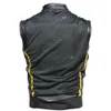 Gilet da uomo Gilet da motociclista con ricamo da uomo Giacca senza maniche in pelle Vera pelle bovina Club Riding Biker M008 230718