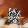 Ny 100% S925 Sterling Silver Princess Crown Charm Pärl med Clear CZ passar europeiska Pandora smycken armband304i