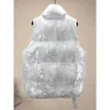 Kvinnors tankar Camis Fashion Sequin Cotton Down Women Vest Coat Thicken Winter Sleeveless Jacket Kvinnlig vindtät varm väst för 230718