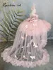 Sukienki dziewczynki Puszysta dziewczyna różowa sukienka dla niemowląt i pociąg kwiatowy sukienka Bowknot Urocza suknia urodzinowa dziecięca Frist Exchange 230718