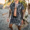 Мужские спортивные костюмы летние мужчины Hawaiian Sets Floral Print Рубашка с коротким рукавом пляжный пляжный шорты праздничный купальник с двумя частями высокий качество 230719