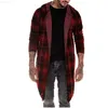 Men's Sweaters long coat men gothic trench coat men cardigan slim long cloak sweater hooded Knitted plaid fashion jacket autumn steampunk L230719