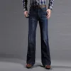 Herr jeans icpans herrar blossade för män boot cut ben fit classic stretch denim flare bootcute manlig mode byxor336a