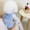 犬のアパレルファッション格子縞のドレスボウ子犬プリンセススカートサマーキャットソフトペット子猫服チワワの服