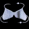 Navelklockknapp ringer Stonefans Long Tassel Body Chain Bra thong sele plus size smycken för kvinnor underkläder set bodysuit sexig hem 230718