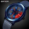 Orologi da polso Uomo Fashion Sell Car Rim Orologio da polso Quadrante ruota 3D Orologi Cintura in maglia d'acciaio Impermeabile Sport Quartz Relogio