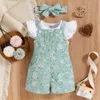 衣類セットフォーマルな女の女の子の服半袖の花のトップオーバーパンツ生まれのジャンプスーツベビー服夏服230719