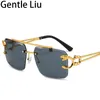 Lunettes de soleil Lunettes de soleil carrées rétro sans cadre pour femmes lunettes de soleil sans cadre de marque de luxe pour hommes Leopard Eye Lunette De Soleil Homme 230718