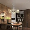 Lampadari Lampadario a fiori Nordic Illuminazione a LED Paralume in cristallo oro nero Lampada a sospensione per soggiorno