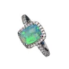 Exquise Women039 S 925 Bague en argent sterling blanc bleu violet vert princesse coupé incendie opale bijoux diamant anniversaire propo2224549