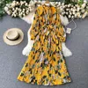 Casual Dresses Vintage Long Dress Full Sleeve 2024 Spring Fall Loose A-Line Printed Leopard Pleated Women Elegant Robe