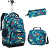 Schultaschen, Schulrucksack mit Rollen für Jungen, Kinder-Rollrucksack, 3-teiliges Set, Lunchtasche, Schultrolley-Tasche für Mädchen, Schule, Rollgepäck, Tasche 230718