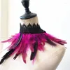 Bow Ties Black Feather Choker Collar Sexy Spets Women Neck Cover Punk Cape Shawl Party Cosplay Natural With Fake