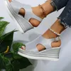 Мода All Summer Match Wedge каблука повседневная сандалии с открытыми пальцами римская платформа для женской обувь