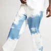 MJARTORIA Mannen Jeans Lichtblauw Casual Losse Rechte Denim Broek Tie Dye Print Sky Blue Lange Broek Rechte Jeans 20201340r