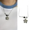 Pendant Necklaces Chinese Y2k Multiple Star Five-pointed Steel Necklace Simple Niche Ins Round Beaded Female 634D