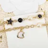 Merk Mode-sieraden Vrouwen Vintage Goud Kleur Zwarte Ster Hars Parels Ketting Choker Trui Keten Party Fijne Mode Jewelry267H