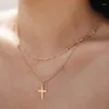 Pendant Necklaces Minar French Multiple Metallic Cross Necklace For Women Gold Silver Plated Copper Chokers Casual Party Jewelry