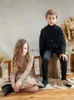 Pullover Kids Sweaters Childre Knitted Clothes Boys Girls Wool Knit Under Tops+Cardigan Baby Pants Brother Sister Mathcing Clothes HKD230719