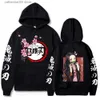 Men's Hoodies Sweatshirts Hot Demon Slayer Kimetsu No Yaiba Hoodie Hip Hop Anime Pullovers Tops Loose Long Sleeves Autumn Man Cloth T230719