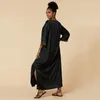 Maillots de bain pour femmes grande taille caftan noir robe de plage pour les femmes col en V brodé Bikini couvrir à manches courtes décontracté Resort porter africain