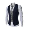 Mäns västar män passar Vest Warm Jacket Waistcoat ärmlös V Neck Single-Breasted Slim Gilet Business Top Groomsmen