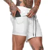 Mäns shorts Men's 2 i 1 träning Rinnande shorts Lätt träning Yoga Gym 7 "Kort med blixtlåsfickor Summer Casual Short Pants S-7XL L230719
