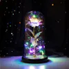 LED Enchanted Galaxy Rose Eternal 24K Gold Foil Flower With Fairy String Lights In Dome For Christmas Valentine's Day Gift 21272r