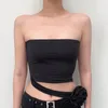 Kurzes Tank-Top für Damen mit floralem Bindeband