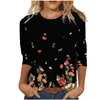 Women's T Shirts S M L XL XXL toppar tre kvart ärm utskrift rund hals t-shirt höst och vinter casual tshirt grande Taille Femme