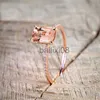 Bande Anneaux Élégant De Luxe Or Rose Couleurs Anneaux pour Femmes À La Mode En Métal Incrusté Champagne Pierre Bague De Mariage Ensemble Bijoux De Fiançailles J230719