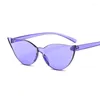 Sunglasses Rimless Cat Eye Style Woman Luxury Plastic One-piece Sun Glasses Female Small Frame Ocean Mirror Gafas De Sol Mujer