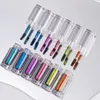 Nail Glitter HNDO tubo pequeño polvo de cromo líquido conjunto de 6 colores aurora camaleón brillo de uñas para decoración de uñas profesional pigmentos 230718