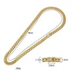 Men's 18K Gold Tone Stainless Steel Cuban Chain Necklace Double Row Diamond Clasp Lock 8mm/10mm/12mm Trendy Hip-Hop Couple Unisex Holiday Gift Dinner